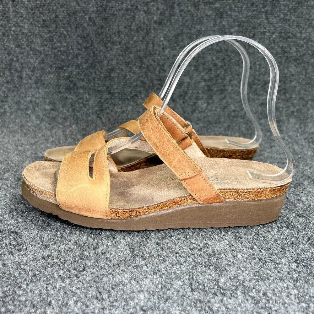 NAOT Sandals Womens Size 7.5 Brown Leather Strap Comfort Casual Slide Flip Flops - Picture 4 of 11